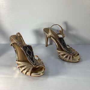 Antonio Melani Women's Gold‎ Crystal Stiletto Heels Size 9.5 Formal Pumps